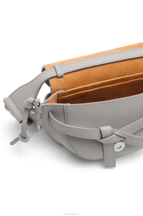 Loewe Mini Gate Dual bag in soft calfskin and jacquard 688V195 Women Pearl Grey