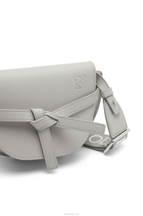 Loewe Mini Gate Dual bag in soft calfskin and jacquard 688V195 Women Pearl Grey