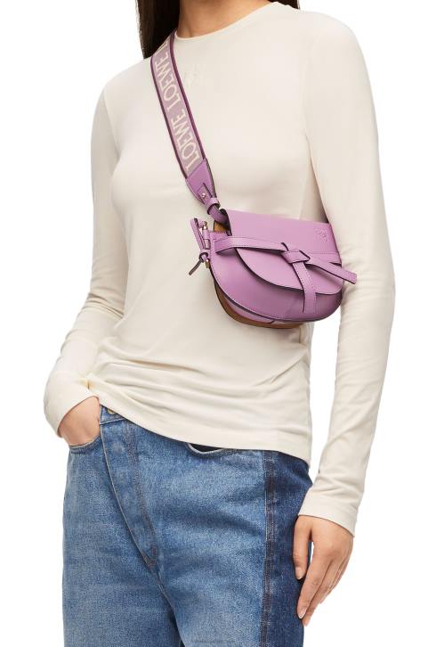 Loewe Mini Gate Dual bag in soft calfskin and jacquard 688V196 Women Guimauve