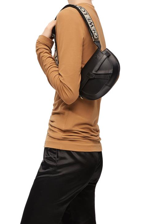 Loewe Mini Gate Dual bag in soft calfskin and jacquard 688V197 Women Black