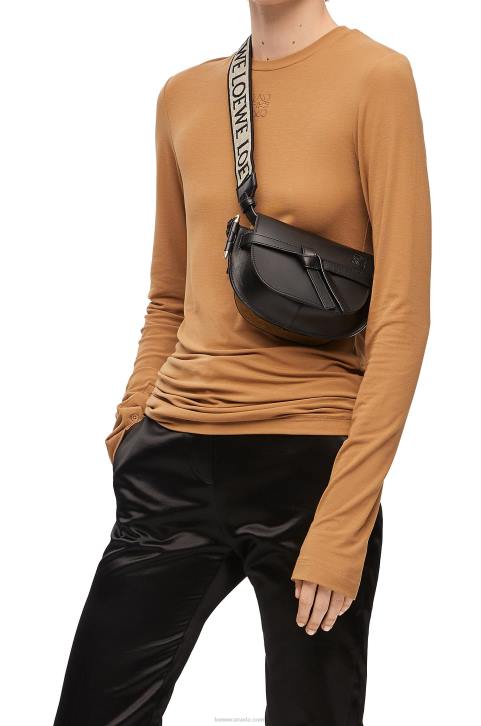 Loewe Mini Gate Dual bag in soft calfskin and jacquard 688V197 Women Black