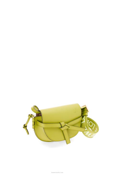 Loewe Mini Gate Dual bag in soft calfskin and jacquard 688V210 Women Lime Yellow