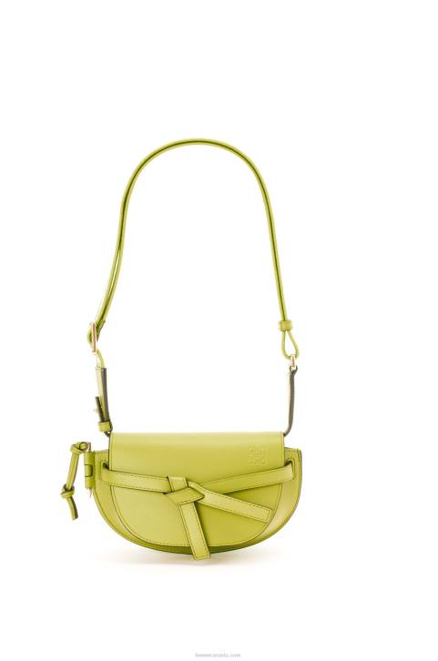 Loewe Mini Gate Dual bag in soft calfskin and jacquard 688V210 Women Lime Yellow