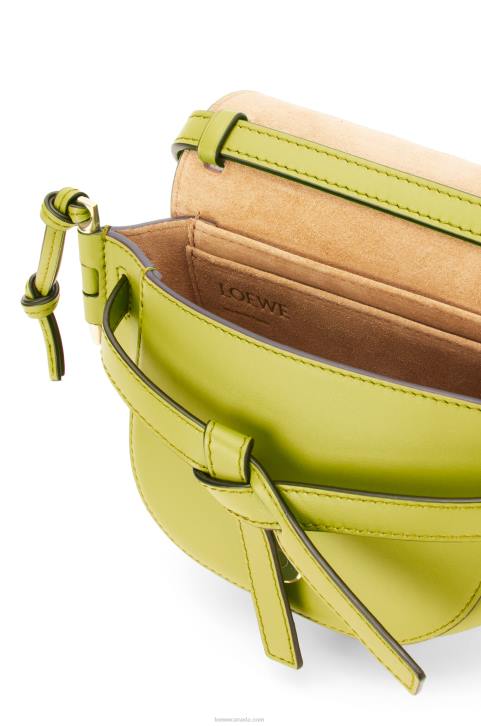 Loewe Mini Gate Dual bag in soft calfskin and jacquard 688V210 Women Lime Yellow