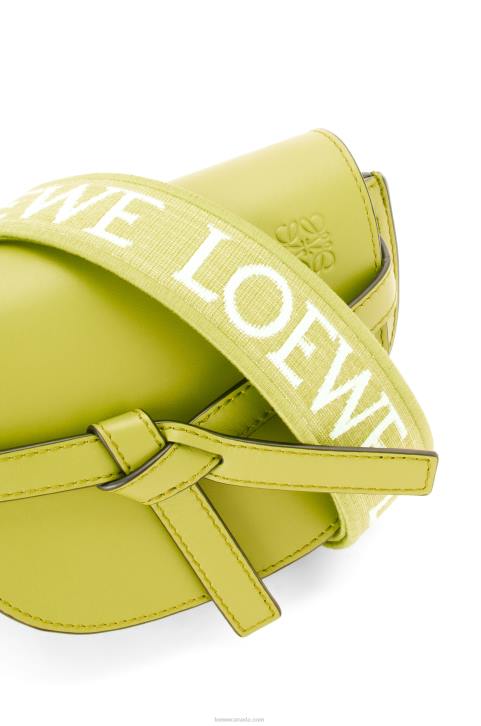 Loewe Mini Gate Dual bag in soft calfskin and jacquard 688V210 Women Lime Yellow