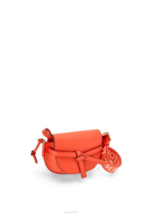 Loewe Mini Gate Dual bag in soft calfskin and jacquard 688V212 Women Sunrise Orange