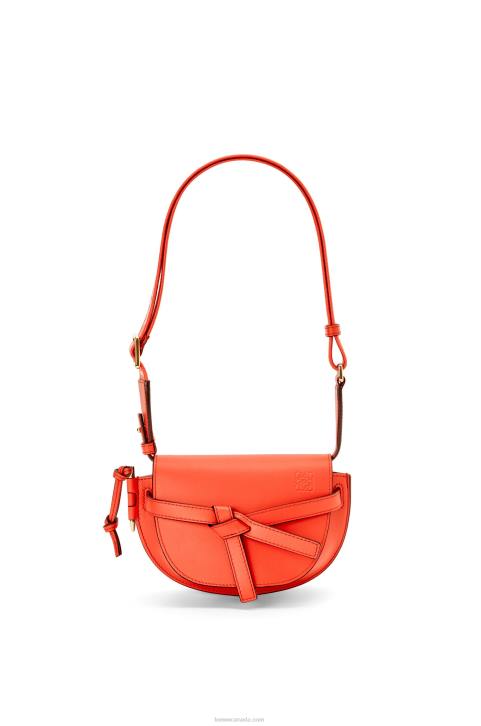 Loewe Mini Gate Dual bag in soft calfskin and jacquard 688V212 Women Sunrise Orange