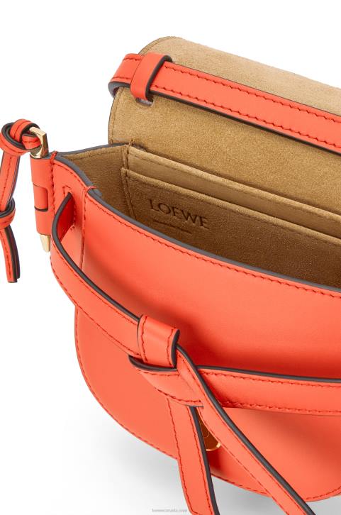 Loewe Mini Gate Dual bag in soft calfskin and jacquard 688V212 Women Sunrise Orange
