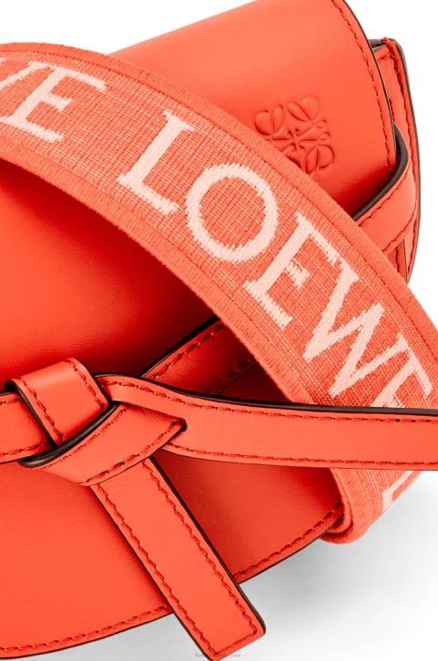 Loewe Mini Gate Dual bag in soft calfskin and jacquard 688V212 Women Sunrise Orange