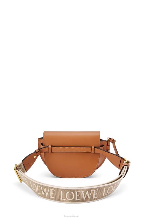 Loewe Mini Gate Dual bag in soft calfskin and jacquard 688V215 Women Tan