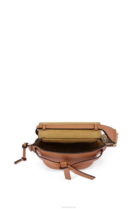 Loewe Mini Gate Dual bag in soft calfskin and jacquard 688V215 Women Tan