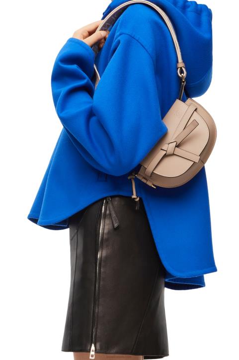 Loewe Mini Gate Dual bag in soft calfskin and jacquard 688V218 Women Sand