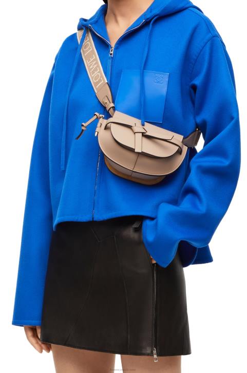 Loewe Mini Gate Dual bag in soft calfskin and jacquard 688V218 Women Sand