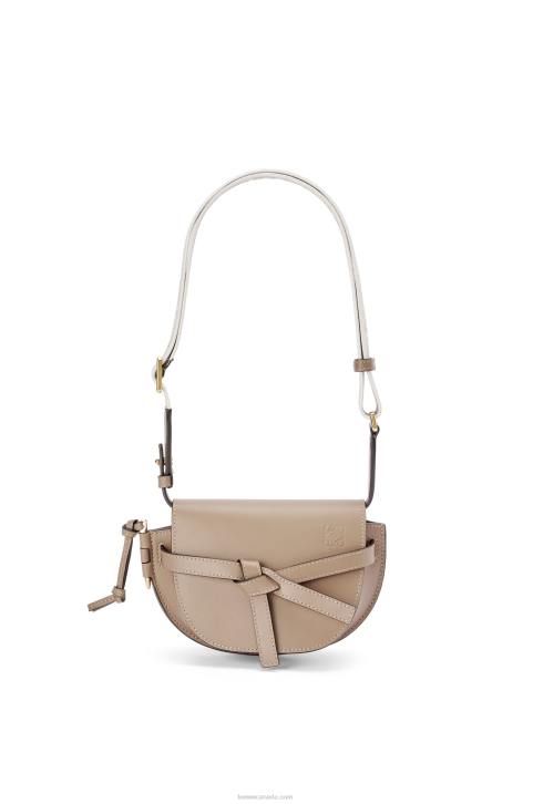 Loewe Mini Gate Dual bag in soft calfskin and jacquard 688V218 Women Sand