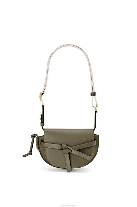 Loewe Mini Gate Dual bag in soft calfskin and jacquard 688V239 Women Autumn Green