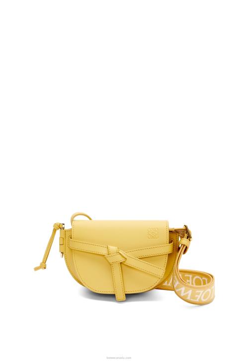 Loewe Mini Gate Dual bag in soft calfskin and jacquard 688V262 Women Dark Yellow