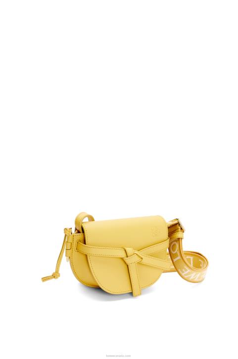 Loewe Mini Gate Dual bag in soft calfskin and jacquard 688V262 Women Dark Yellow