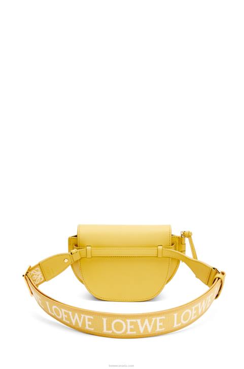 Loewe Mini Gate Dual bag in soft calfskin and jacquard 688V262 Women Dark Yellow
