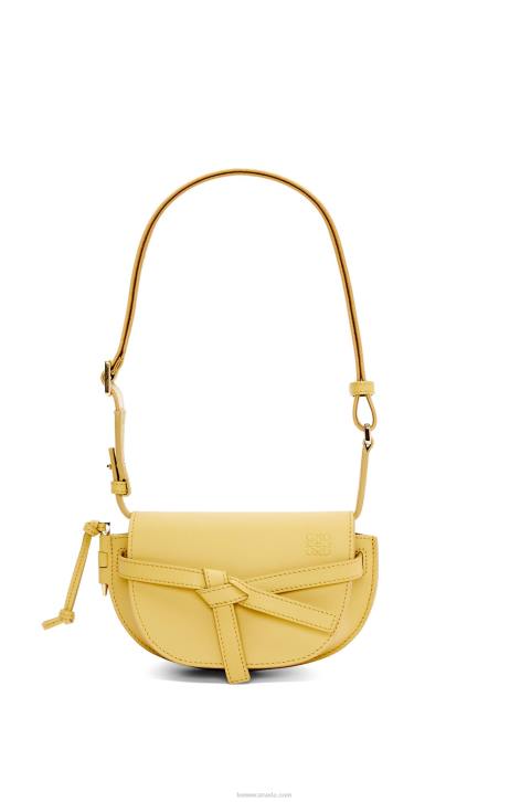 Loewe Mini Gate Dual bag in soft calfskin and jacquard 688V262 Women Dark Yellow