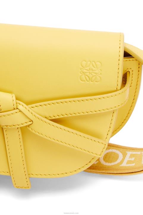 Loewe Mini Gate Dual bag in soft calfskin and jacquard 688V262 Women Dark Yellow