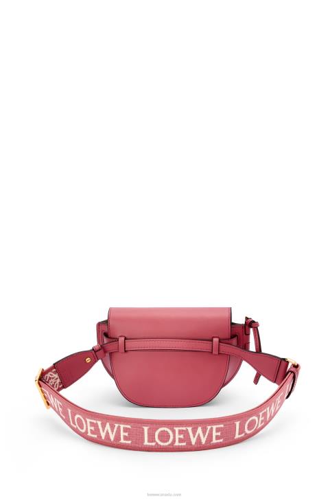 Loewe Mini Gate Dual bag in soft calfskin and jacquard 688V265 Women Plumrose