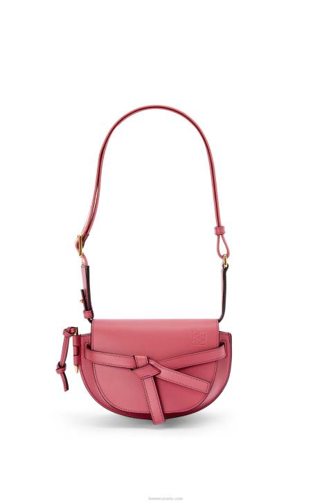 Loewe Mini Gate Dual bag in soft calfskin and jacquard 688V265 Women Plumrose