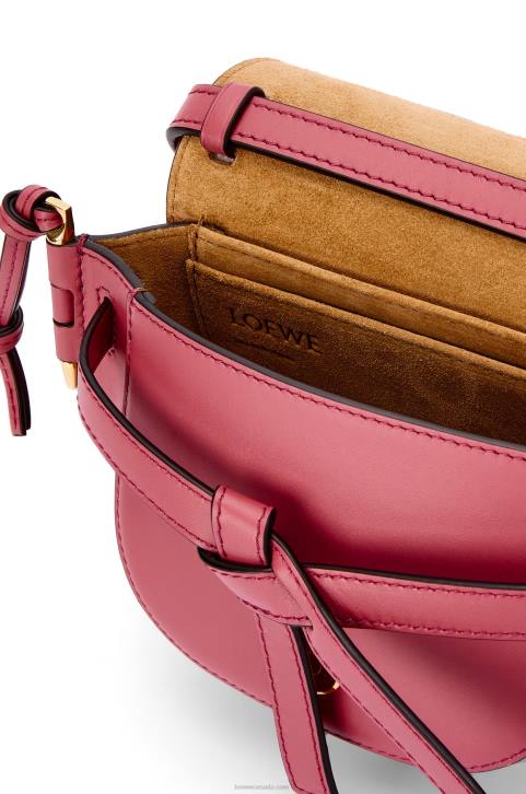 Loewe Mini Gate Dual bag in soft calfskin and jacquard 688V265 Women Plumrose