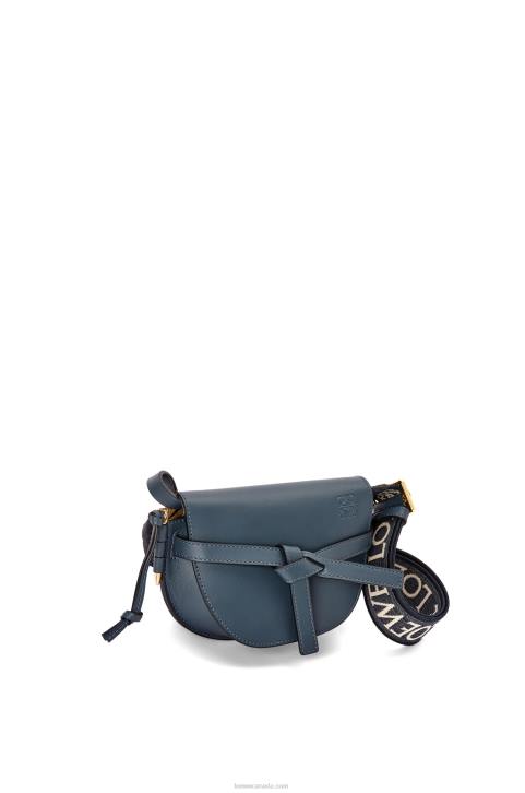 Loewe Mini Gate Dual bag in soft calfskin and jacquard 688V268 Women Onyx Blue