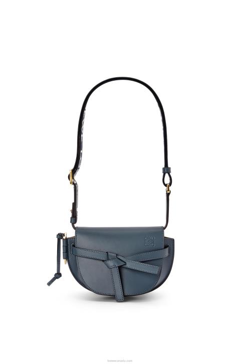 Loewe Mini Gate Dual bag in soft calfskin and jacquard 688V268 Women Onyx Blue