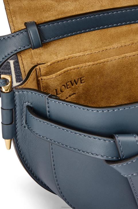 Loewe Mini Gate Dual bag in soft calfskin and jacquard 688V268 Women Onyx Blue