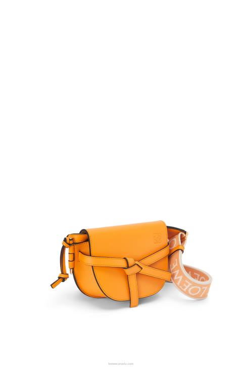 Loewe Mini Gate Dual bag in soft calfskin and jacquard 688V275 Women Mandarin