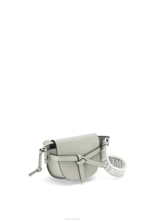 Loewe Mini Gate Dual bag in soft calfskin and jacquard 688V276 Women Ash Grey