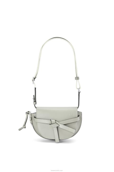 Loewe Mini Gate Dual bag in soft calfskin and jacquard 688V276 Women Ash Grey
