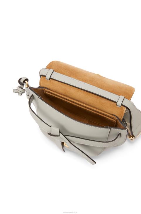 Loewe Mini Gate Dual bag in soft calfskin and jacquard 688V276 Women Ash Grey