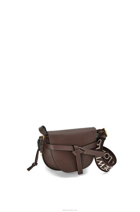 Loewe Mini Gate Dual bag in soft calfskin and jacquard 688V319 Women Chocolate