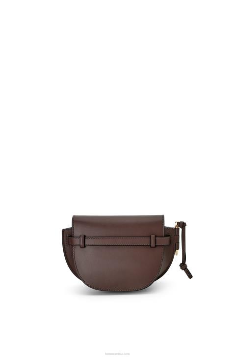 Loewe Mini Gate Dual bag in soft calfskin and jacquard 688V319 Women Chocolate