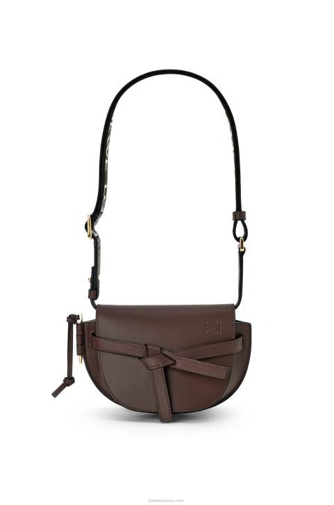 Loewe Mini Gate Dual bag in soft calfskin and jacquard 688V319 Women Chocolate