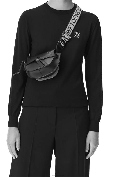 Loewe Mini Gate Dual bag in soft calfskin and jacquard 688V319 Women Chocolate