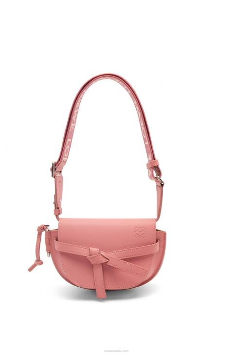 Loewe Mini Gate Dual bag in soft calfskin and jacquard 688V554 Women Peach Bloom
