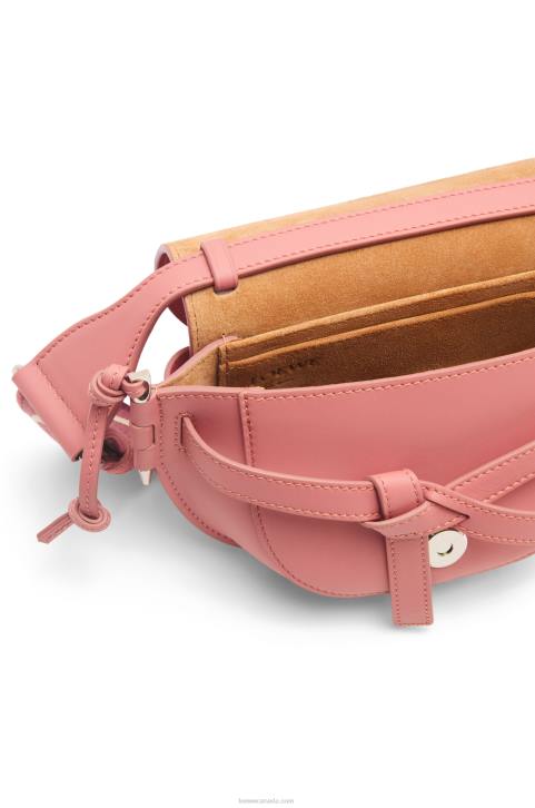 Loewe Mini Gate Dual bag in soft calfskin and jacquard 688V554 Women Peach Bloom
