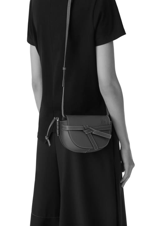 Loewe Mini Gate dual bag in pebble grain calfskin 688V237 Women Tan