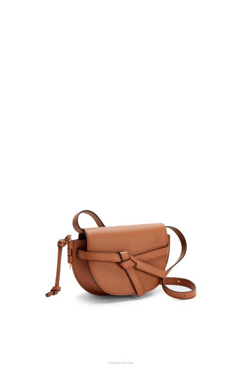 Loewe Mini Gate dual bag in pebble grain calfskin 688V237 Women Tan