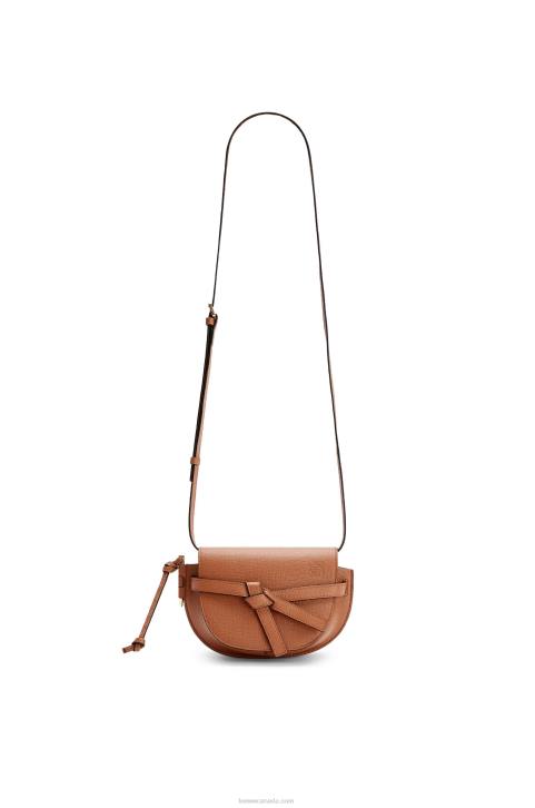 Loewe Mini Gate dual bag in pebble grain calfskin 688V237 Women Tan