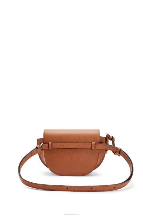 Loewe Mini Gate dual bag in pebble grain calfskin 688V237 Women Tan