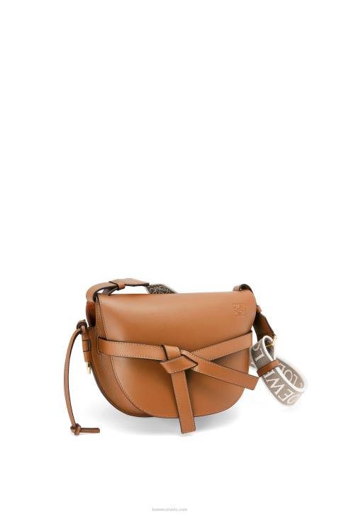 Loewe Small Gate bag in soft calfskin and jacquard 688V254 Women Tan