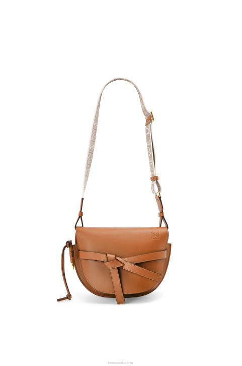 Loewe Small Gate bag in soft calfskin and jacquard 688V254 Women Tan