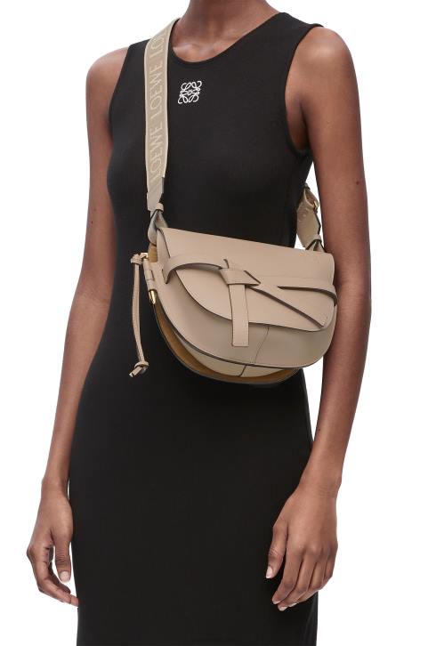 Loewe Small Gate bag in soft calfskin and jacquard 688V255 Women Sand