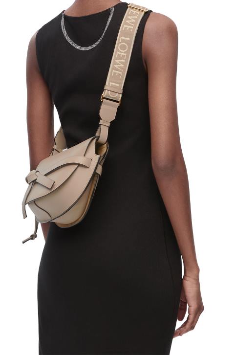 Loewe Small Gate bag in soft calfskin and jacquard 688V255 Women Sand