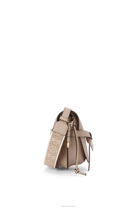 Loewe Small Gate bag in soft calfskin and jacquard 688V255 Women Sand