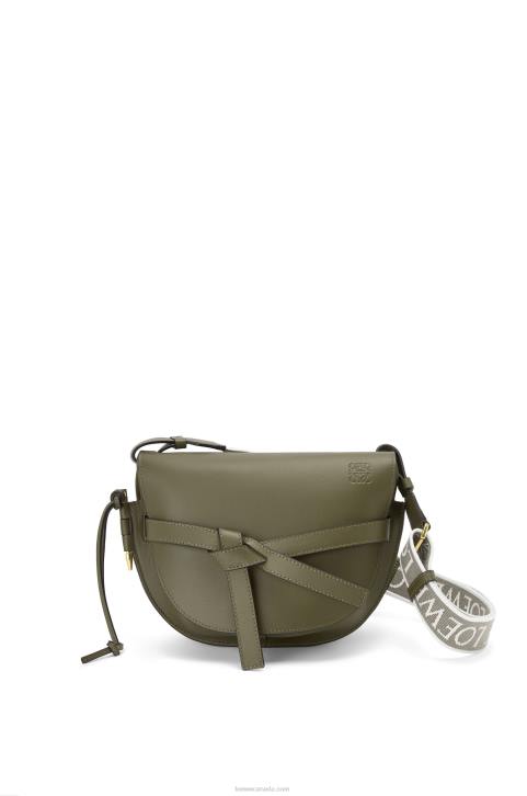 Loewe Small Gate bag in soft calfskin and jacquard 688V256 Women Autumn Green